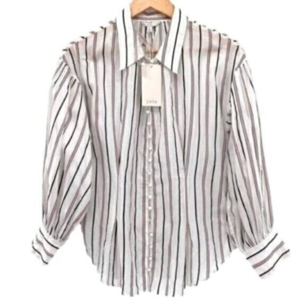 Joie Minya Striped Button Front Blouse Top New